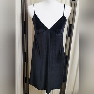 Victoria's Secret Black Velour Chemise Slip Dress | Size Medium